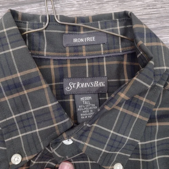 St. John's Bay Green Plaid Casual Button Down Shirt - Picture 4 of 4